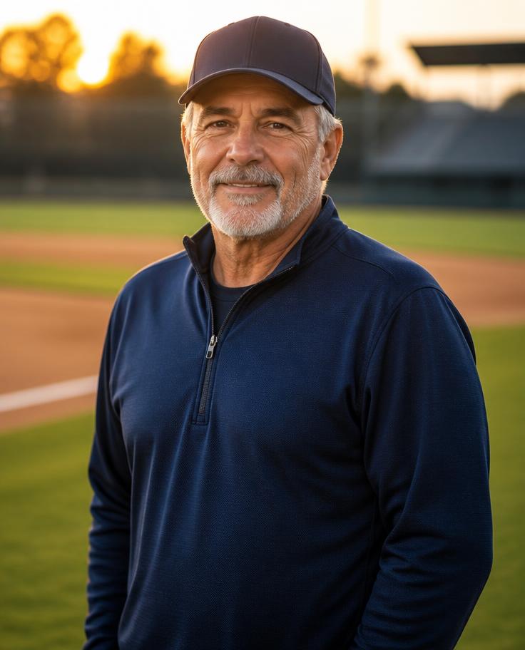 Coach Bruce Thomas, founder of College Bound Student Athletics, on a baseball field